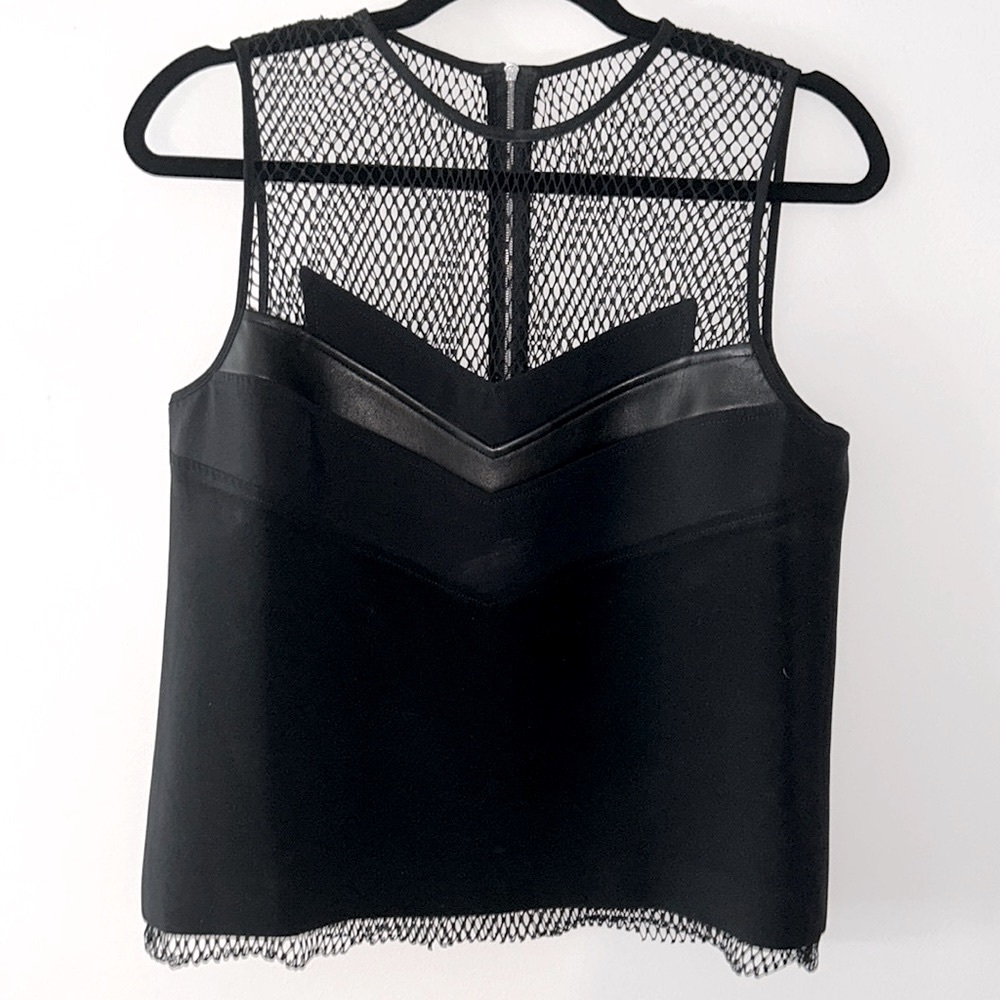 rag & bone Black Mesh Sleeveless Top